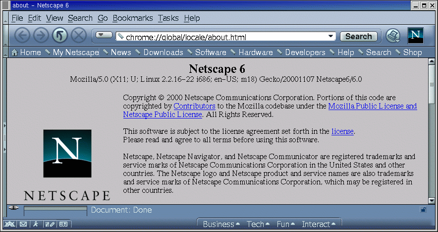 オープンギャラリー：Netscape 6(正式版) for Linux